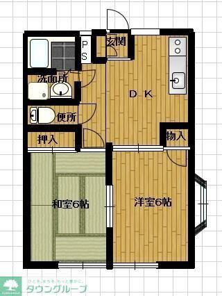 コーポ栄和第2(2DK/1階)の間取り写真