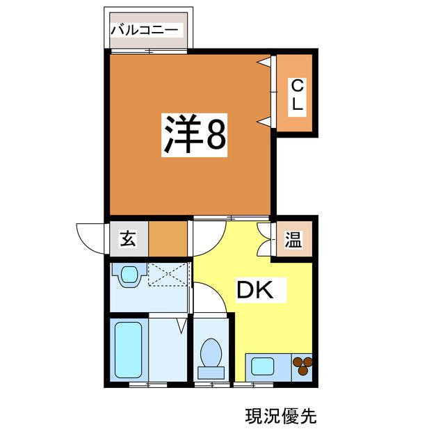ハイツ中里(1DK/1階)の間取り写真