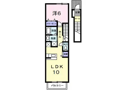 アムール一本木II(1LDK/2階)の間取り写真