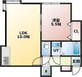 FLEXーURBAN HIGASHISAPPORO(1LDK/3階)の間取り写真