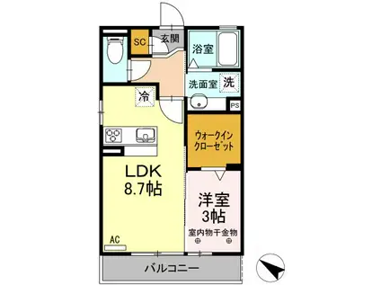 アリエル(1LDK/3階)の間取り写真