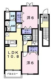 アドベントヒルズB棟(2LDK/2階)の間取り写真