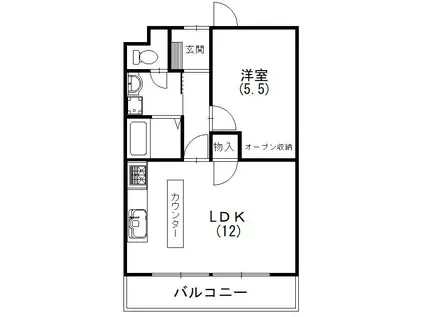 マンション池之内(1LDK/1階)の間取り写真