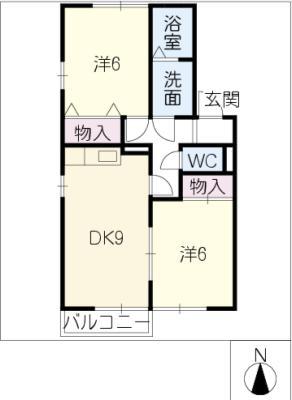 アネックスイトウI(2DK/2階)の間取り写真