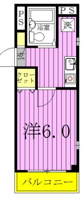 ユーゴーハイツ(1K/4階)の間取り写真