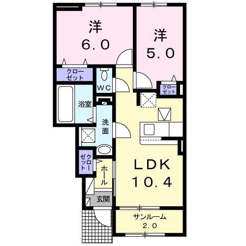 フェリビータ(2LDK/1階)の間取り写真