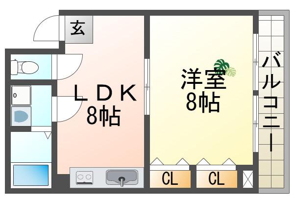 ハイムプロミネンス光邦(1LDK/2階)の間取り写真