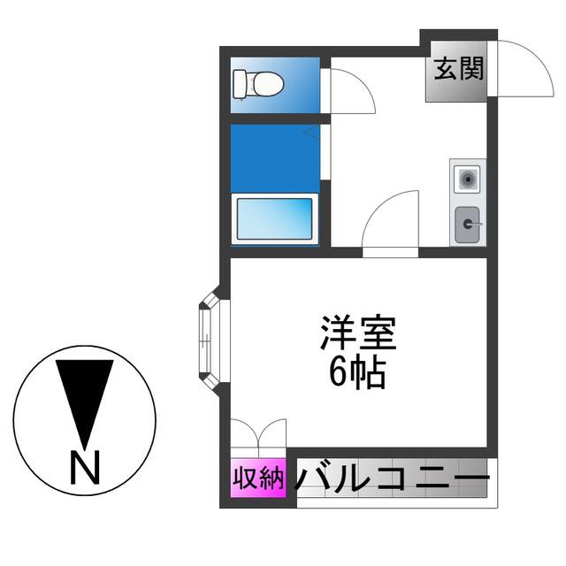 ゴッドフィールド布施(1K/2階)の間取り写真