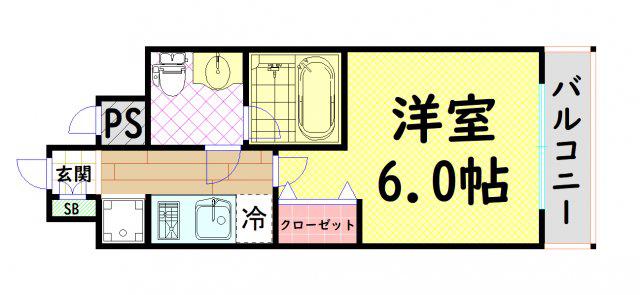 セイワパレス長堀南(1K/4階)の間取り写真