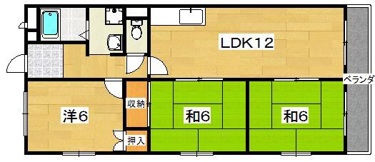 東香里ハーモニープラザ(3LDK/1階)の間取り写真