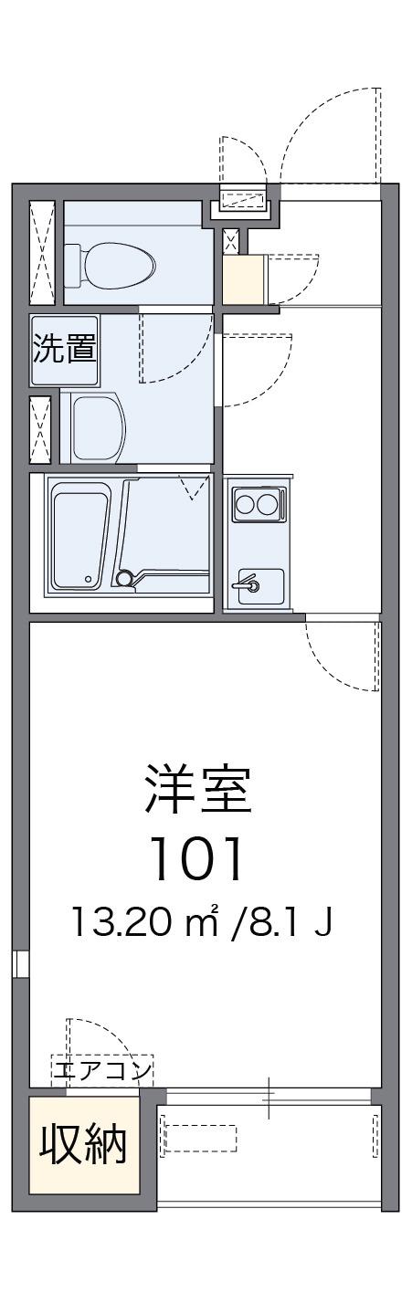 レオネクストレイクサイド(1K/2階)の間取り写真