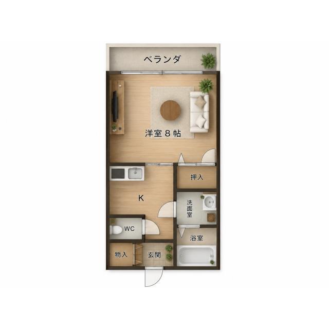フラワーステージ(1K/1階)の間取り写真
