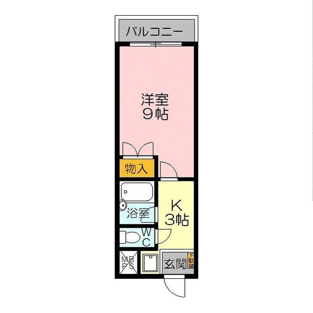 三記マンション灘(1K/2階)の間取り写真