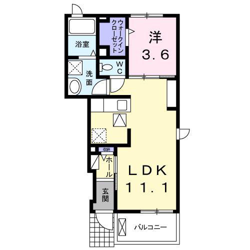 フォルシュB(1LDK/1階)の間取り写真