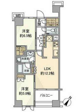 プレミスト文京千石(2LDK/2階)の間取り写真