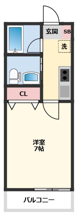 FUUWA船橋本町(1K/3階)の間取り写真