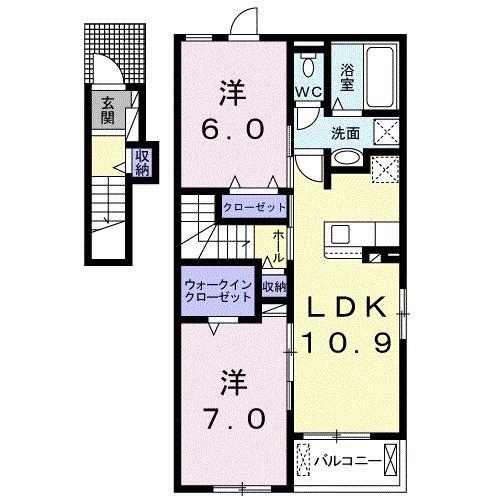 フェアリーズ ヒル I(2LDK/2階)の間取り写真