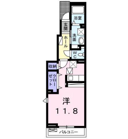 カーサ ミュー I(ワンルーム/1階)の間取り写真
