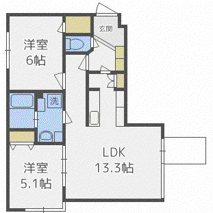 ラトリューゼ(2LDK/5階)の間取り写真