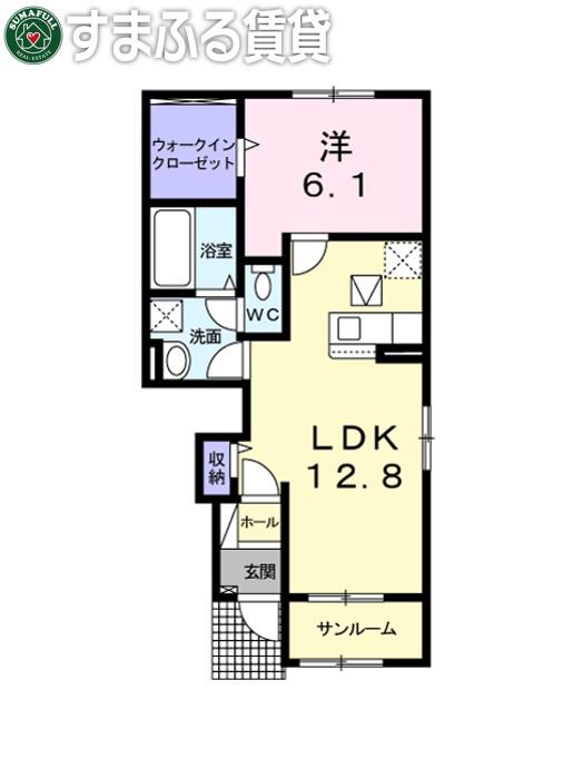 ＪＲ東海道本線 三河三谷駅 徒歩20分 2階建 築5年(1LDK/1階)の間取り写真