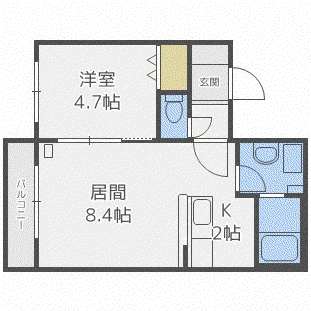 エトワール(1LDK/4階)の間取り写真