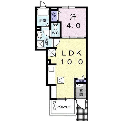 メゾン シャルマン 中島(1LDK/1階)の間取り写真
