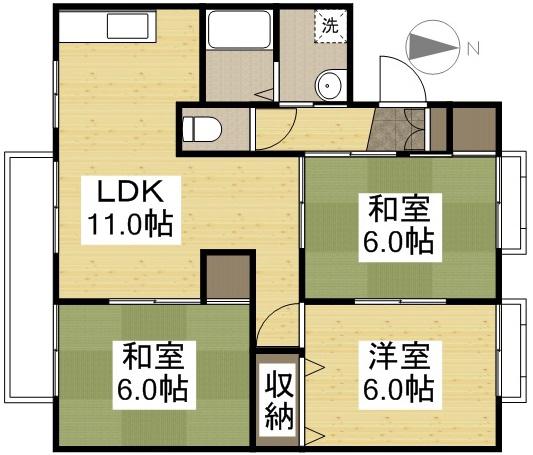 シャトル平福A(3LDK/2階)の間取り写真