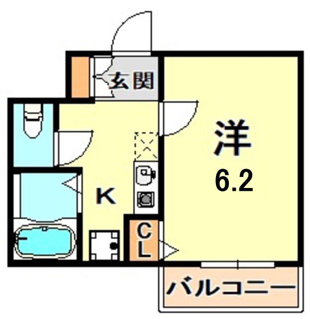 レジデンス六甲Ⅲ(1K/3階)の間取り写真