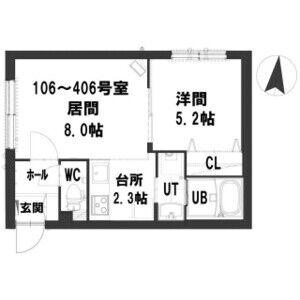 グランメール 北24条駅前(1LDK/2階)の間取り写真