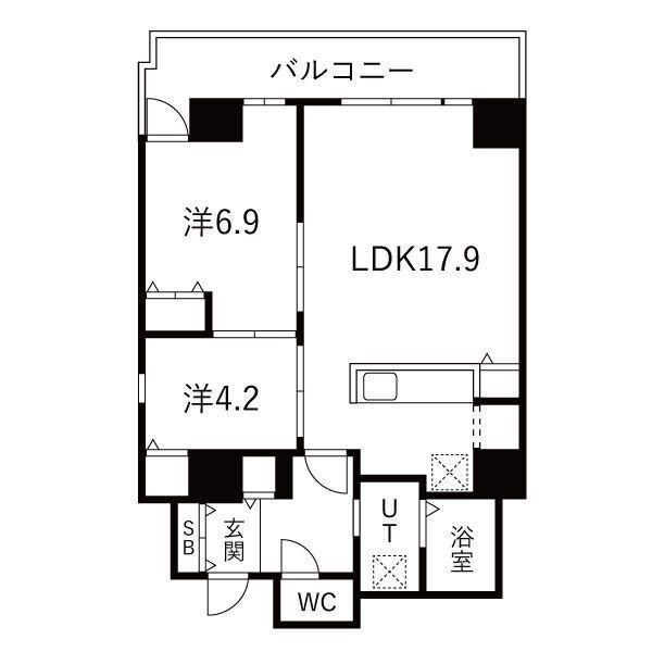シティコート目黒(2LDK/6階)の間取り写真