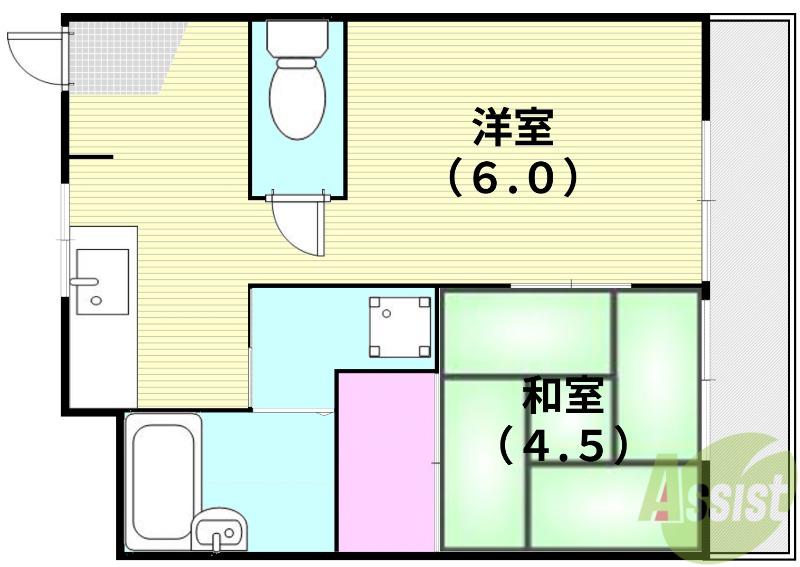 ホワイトコーポ(2DK/2階)の間取り写真