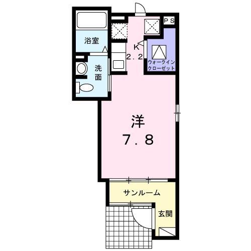 エターナルY・M B(ワンルーム/1階)の間取り写真