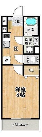 EXハイツ北新町(1K/2階)の間取り写真