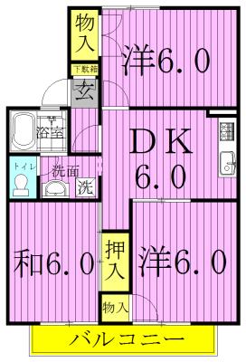 サンコレクト柏の葉A(3DK/2階)の間取り写真