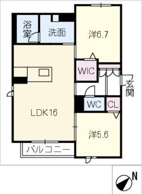ラ メゾン クレール(2LDK/2階)の間取り写真