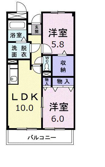 コンフォールコートK(2LDK/2階)の間取り写真