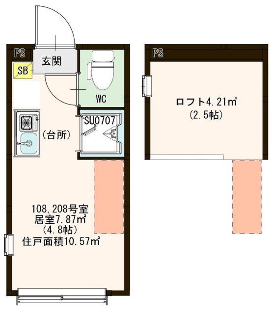 ハーモニーテラス南阿佐ヶ谷(ワンルーム/2階)の間取り写真