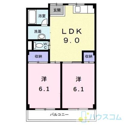 ハイシャトー大翔(2DK/2階)の間取り写真