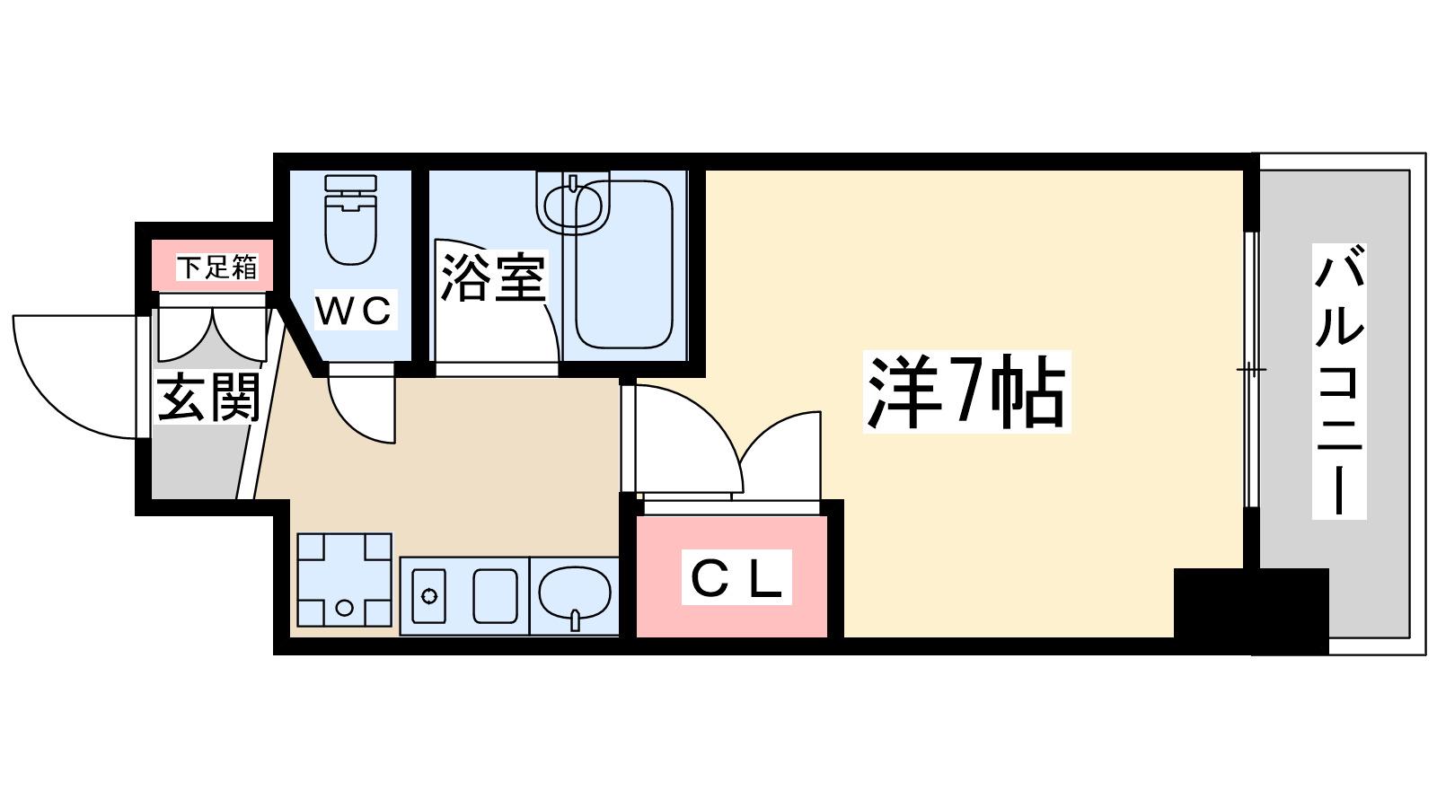 ラナップスクエア同心(1K/10階)の間取り写真