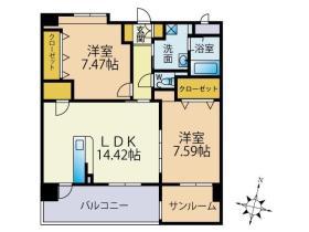 アンビシャス・III(2SLDK/7階)の間取り写真