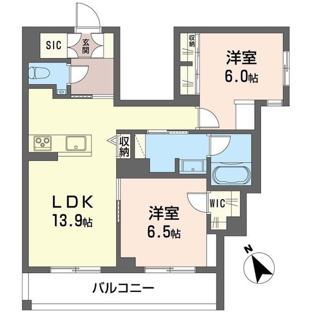 ウィステリアガーデン(2LDK/2階)の間取り写真