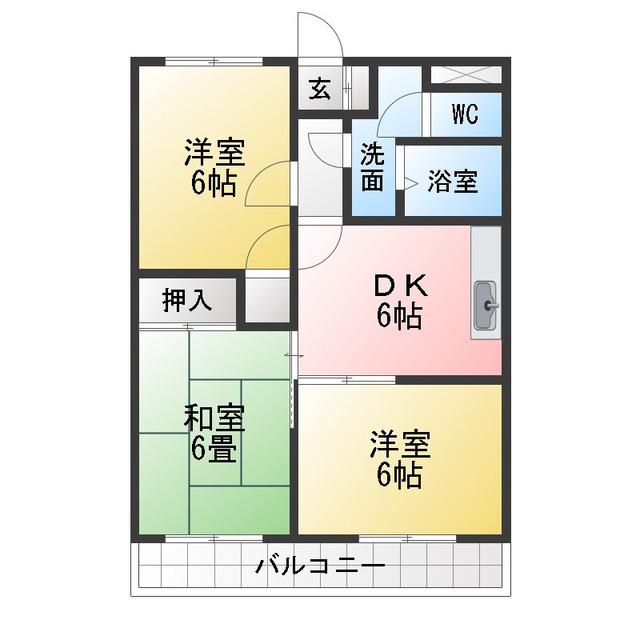 ストークハウス岩崎A棟(3DK/1階)の間取り写真