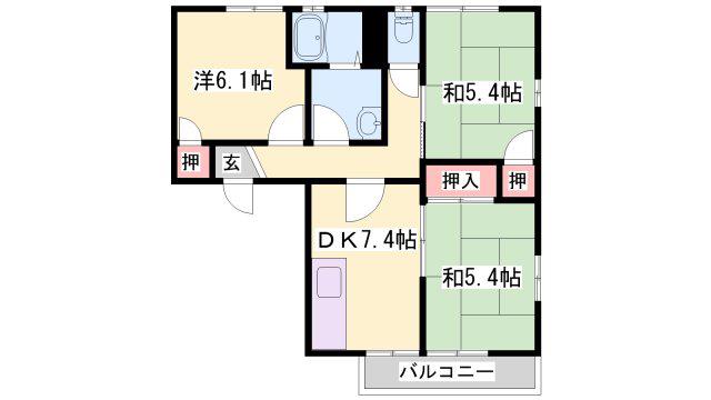 セファミ小野B(3DK/2階)の間取り写真