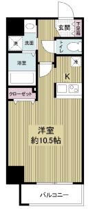 WILLDO松屋町(ワンルーム/8階)の間取り写真