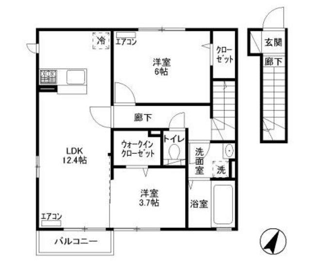ソレアード(2LDK/2階)の間取り写真