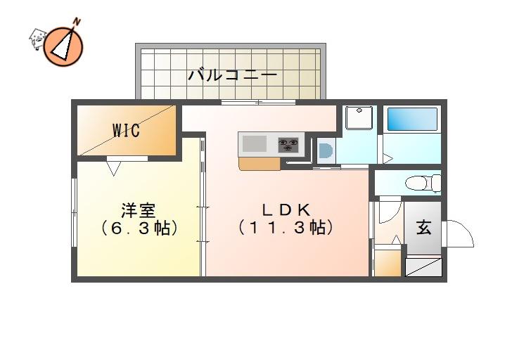 バイオレットガーデンA(1LDK/1階)の間取り写真