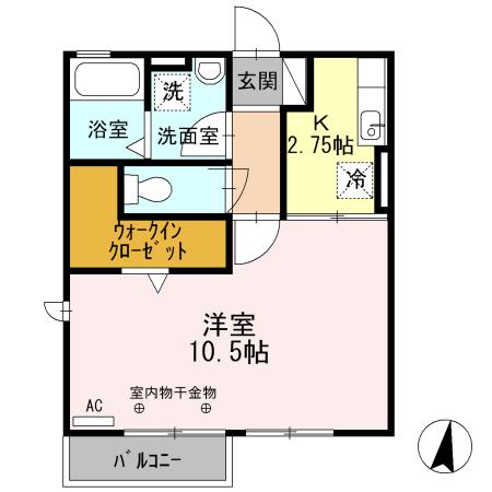 ソフィア(1K/2階)の間取り写真