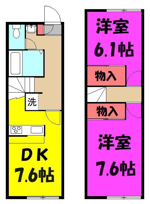 彩 参番館(2DK/1階)の間取り写真