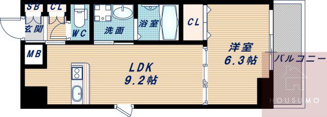 フローレンス江坂(1LDK/9階)の間取り写真