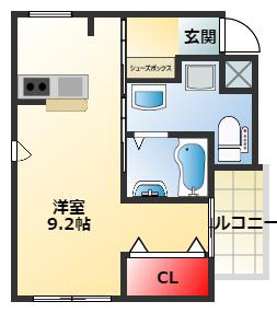 TKアンバーコート宿院(1K/3階)の間取り写真